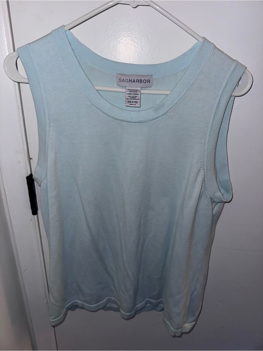 Sag Harbor Pale Blue Sleeveless Knit Tank